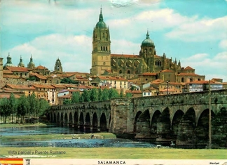 Postal SALAMANCA, Vista parcial y puente romano