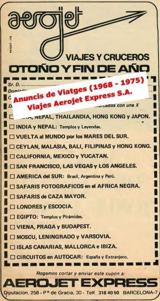 Viajes aerojet Express, Anuncis