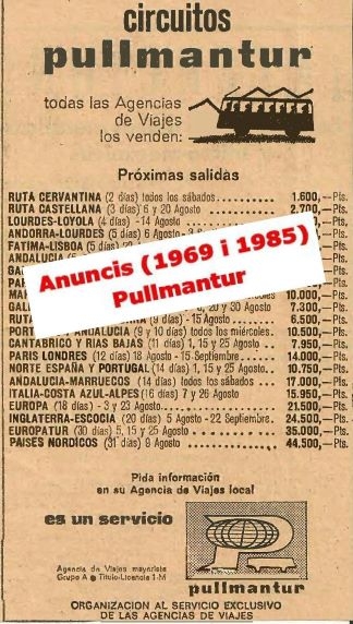 Pullmantur, anuncis