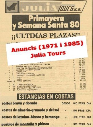Juliá Tours, Anuncis