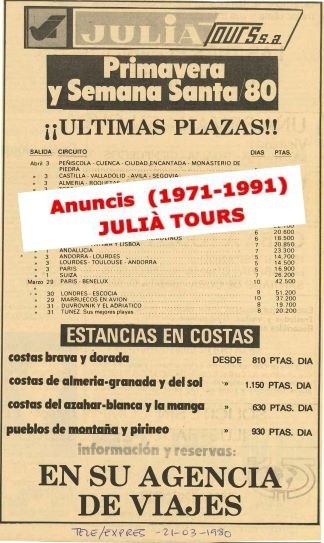 Juliá Tours, Anuncis