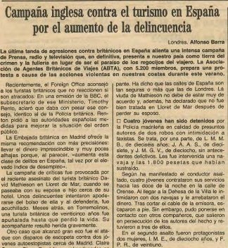 Campaña Inglesa contra el turismo en España por el aumento de lA DELINCUENCIA