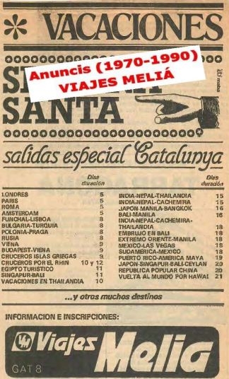 Viajes Meliá. - Anuncis.