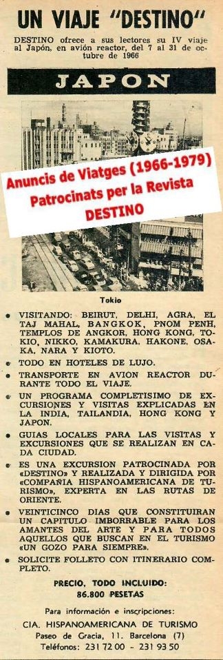 Viajes patrocnats per la revista 'Destino', anuncis