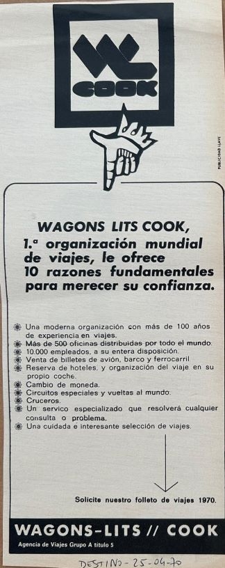Wagons Lits Cook - 1ª organizacion mundial de viajes, le ofrece ...