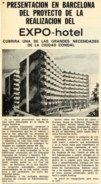 Presentacion en Barcelona del proyecto de la realización del EXPO-HOTEL