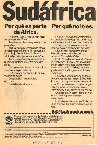 Sudáfrica. Por qué es parte de Africa. Por qué no lo es.