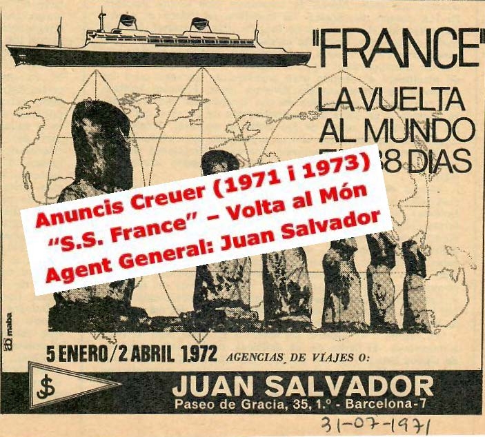 Vuelta al Mundo 1972 y 1974 - S.S. France/66.000 tons.
