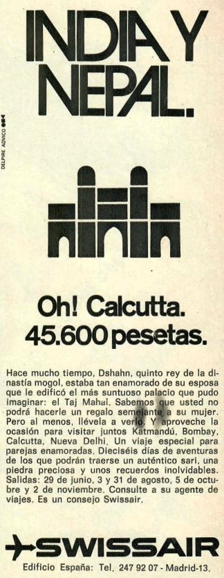 Swissair - India y Nepal, Anunci.