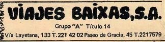 Viajes Baixas S. A. - Anuncis