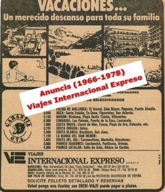 Viajes Internacional Expreso, anuncis