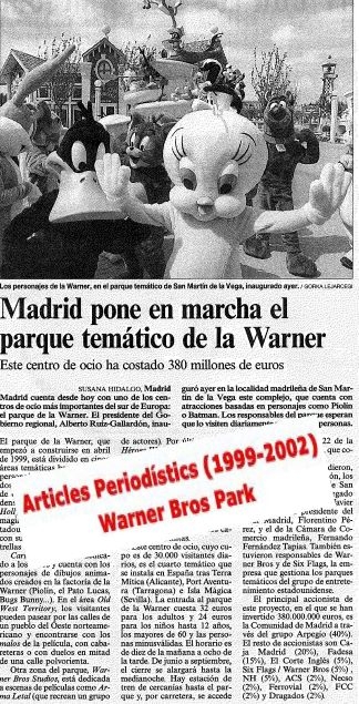 Warner Bros. Park Madrid, articles periodistics