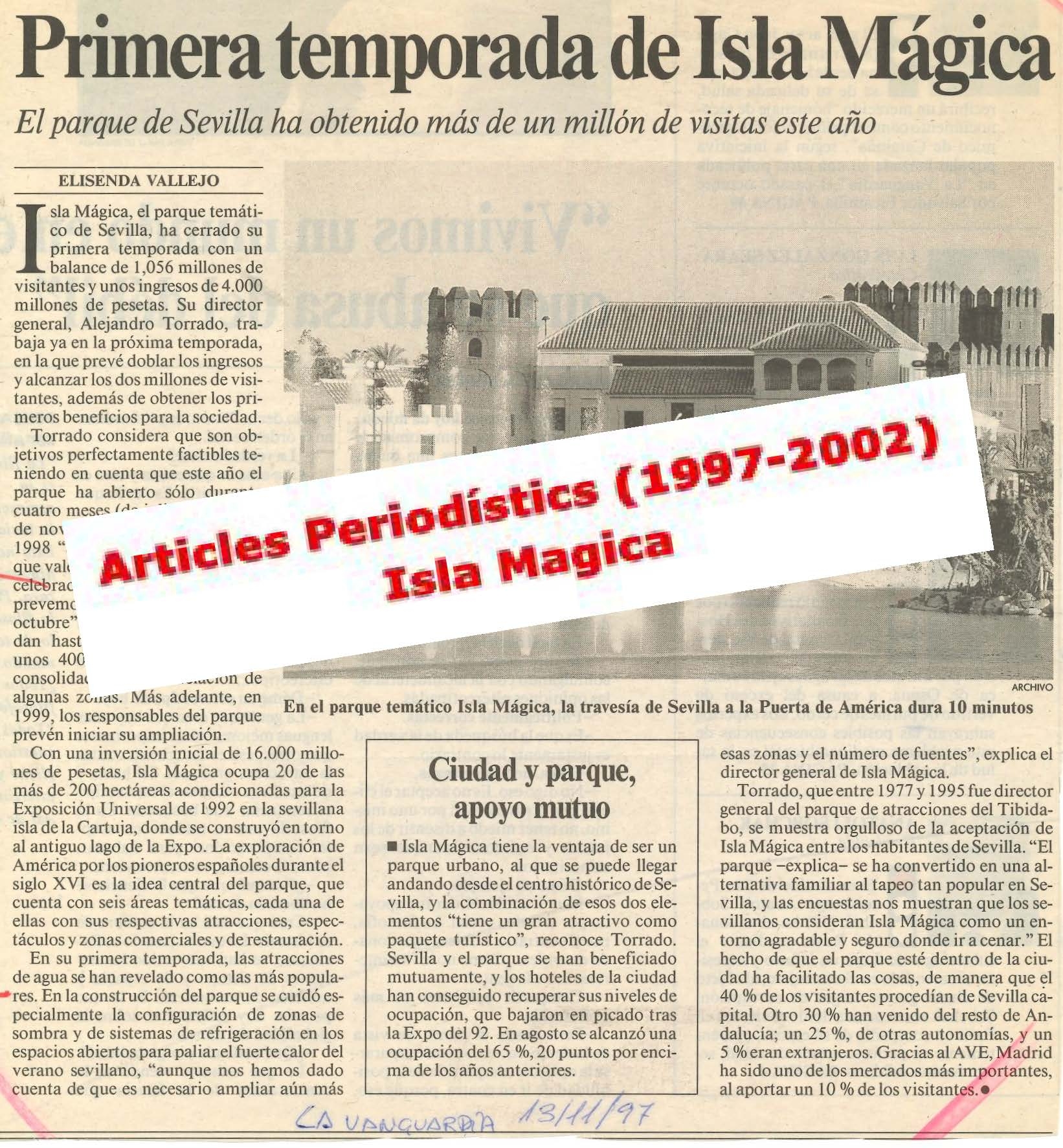Isla Mágica, articles periodistics