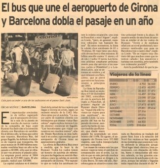 El bus que une el aeropuerto de Girona y Barcelona dobla el pasaje en un año