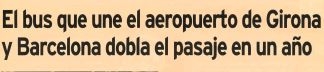 El bus que une el aeropuerto de Girona y Barcelona dobla el pasaje en un año