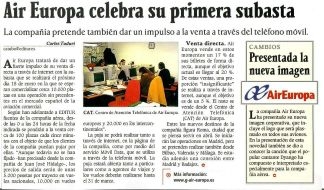 Air Europa celebra su primera subasta