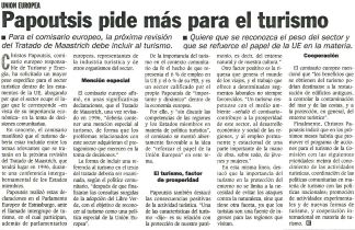 Union Europea - Papoutsis pide más para el turismo