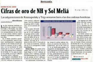 Cifras de oro en NH y Sol Meliá - Las adquisiciones de Kransnapolsky y Tryp sentaron bien a las dos cadenas hoteleras.