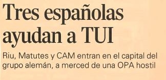 Familia Riu, Matutes y la CAM ayudan a TUI
