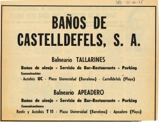 Baños de Castelldefels - Balneario Tallarines, Balneario Apeadero