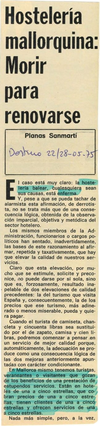 Hosteleria mallorquina: Morir para renovarse