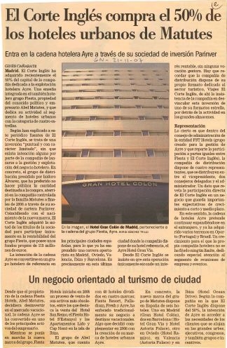 El Corte Inglés compra el 50% de los hoteles urbanos de Matutes