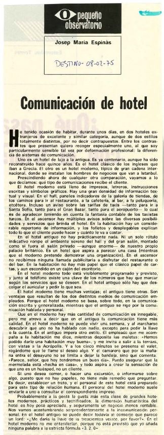 Comunicación de hotel