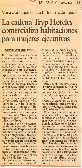 Hoteles Tryp, Articles periodistics