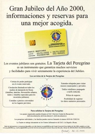 La Tarjeta del Peregrino - Jubileum A.D. 2000
