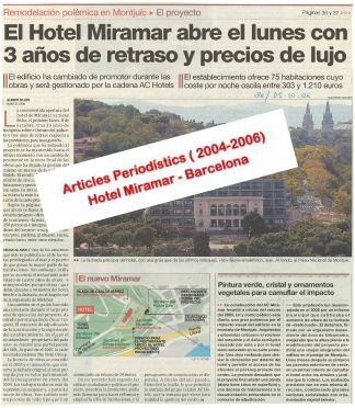 Hotel Miramar de Barcelona, Articles Períodistics