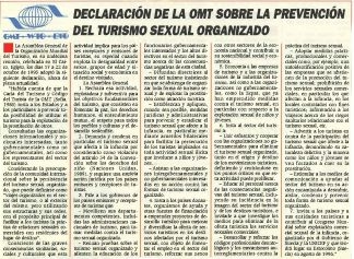 Declaracion de la OMT sobre la prevención del turismo sexual organizado