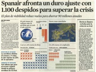 Spanair afronta un duro ajuste con 1.100 despidos para superar la crisis