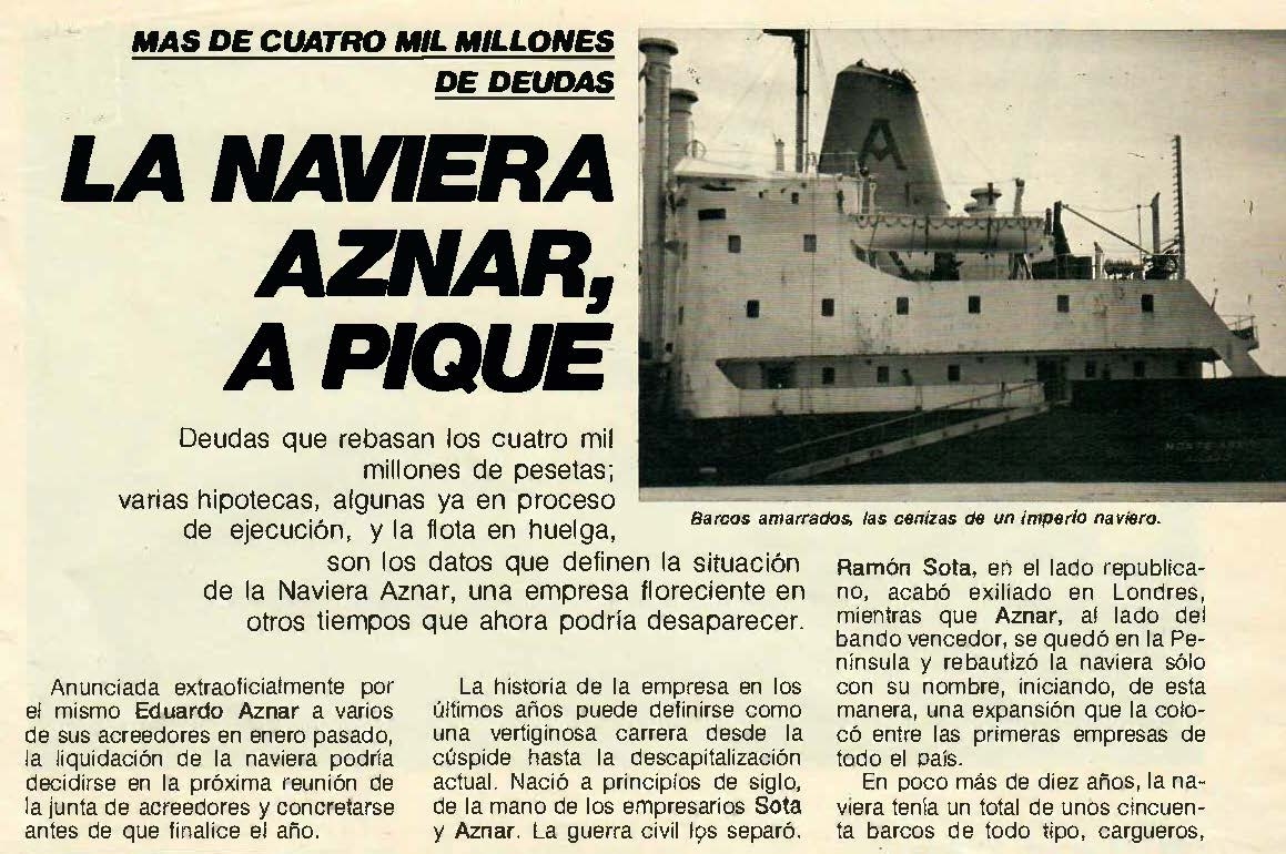 La Naviera Aznar, a pique