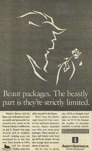 Ansett Australia - Beaut packages, The beastly part is they're strictly limited.