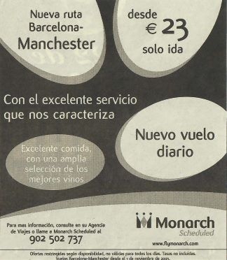 Monarch - Nueva ruta Barcelona-Manchester