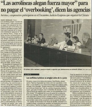 'Las aerolineas alegan fuerza mayor' para no pagar el 'overbooking', dicen las agencias