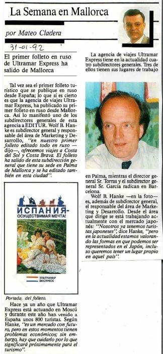 El primer folleto enruso de Ultramar Express ha salido de Mallorca