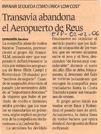 Transavia abandona el Aeropuerto de Reus