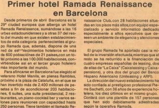 Primer Hotel Ramada Renaissance en Barcelona