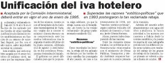 Unificación del iva hotelero