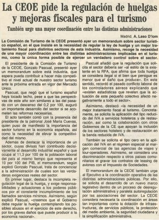 La CEOE pide la regulación de huelgas y mejoras fiscales para el turismo