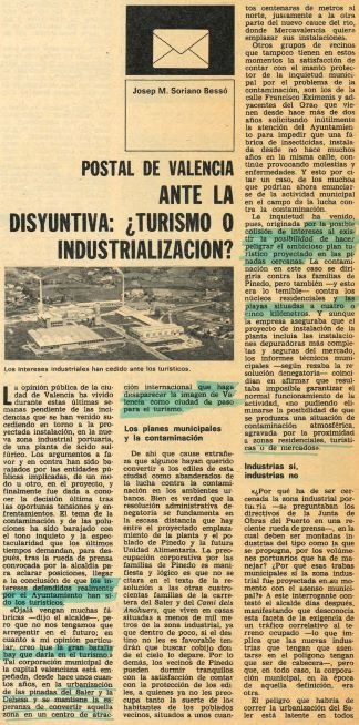 Postal de Valencia - ANTE LA DISYUNTIVA: ¿TURISMO O INDUSTRIALIZACION?