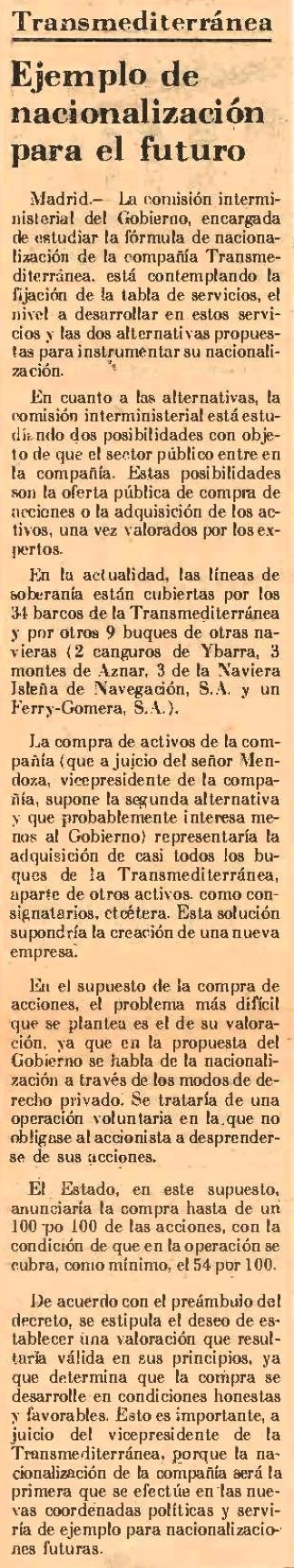 Transmediterránea - Ejemplo de nacionalización para el futuro