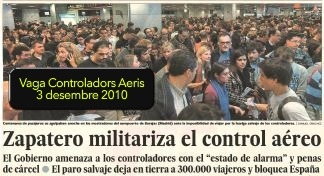Vaga Controladors Aeris, 3 desembre 2010, articles periodístics agrupats