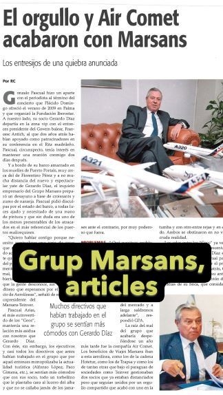 Grup Marsans, articles periodístics agrupats