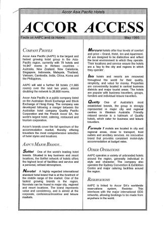 ACCOR ACCESS - May 1995